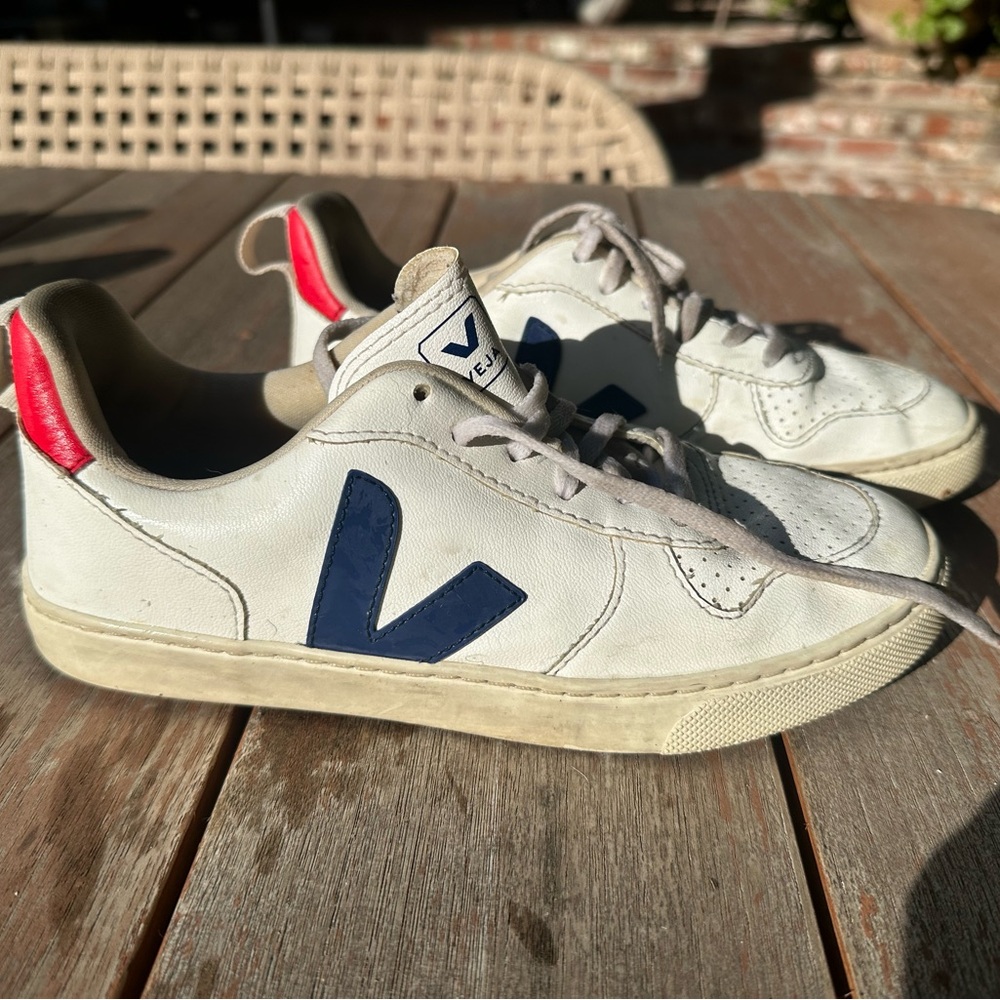 White and Blue Sneakers
